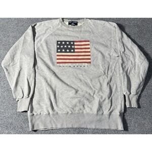 Vintage 90s Polo Sport Ralph Lauren USA Flag Sweatshirt Mens Medium Distressed